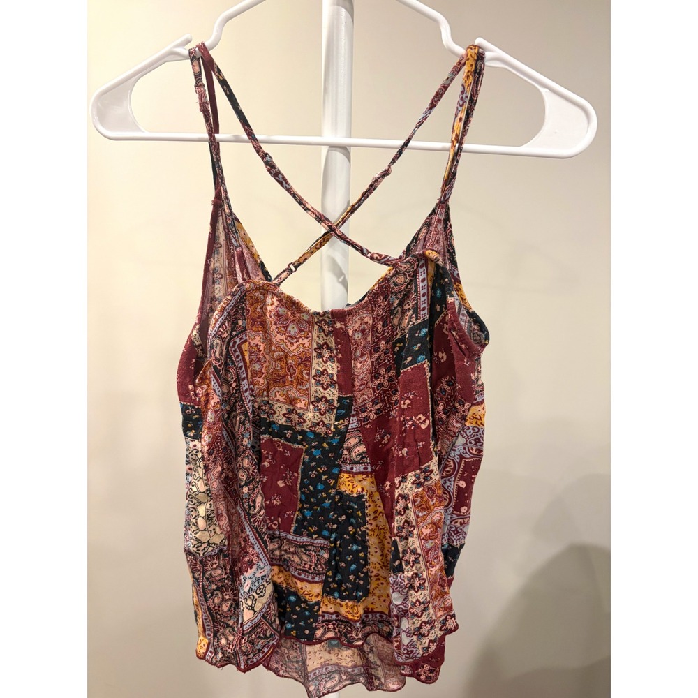 Boho Patchwork Paisley Strapp Cami Tank Top Medium M Whimsigoth Festival Bandana